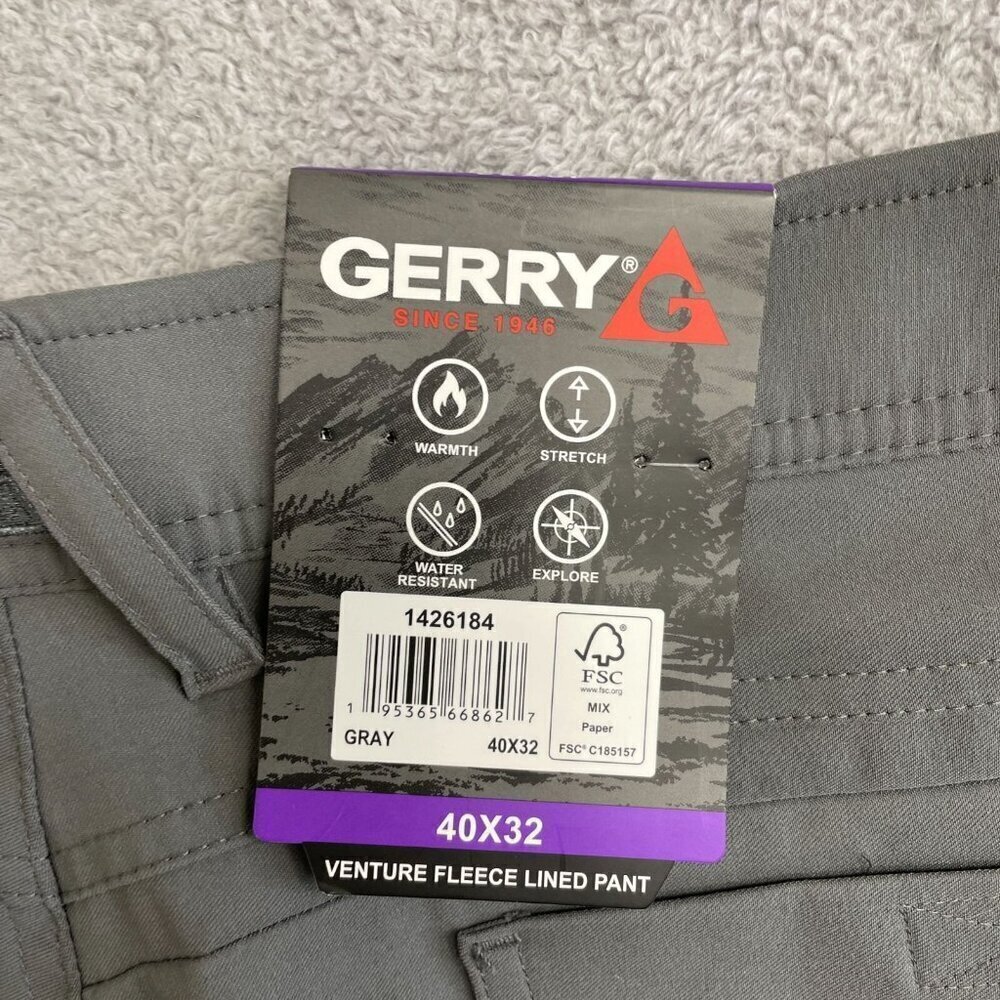 NEW Gerr'y Men's 40X32 Gray Venture Fleece Lined Tech Pants Stretch - Picture 9 of 10
